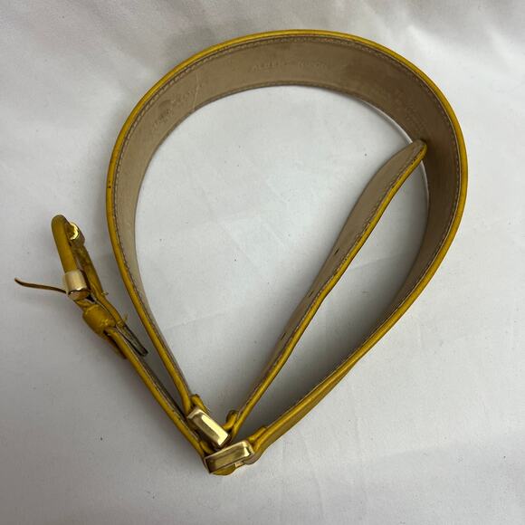 Vintage Albert Nipon Quiet Luxury Yellow Leather Belt Heritage Women M Academia main image 4